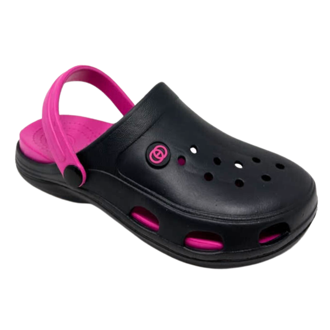 Stella Ladies Black and Pink Clogs