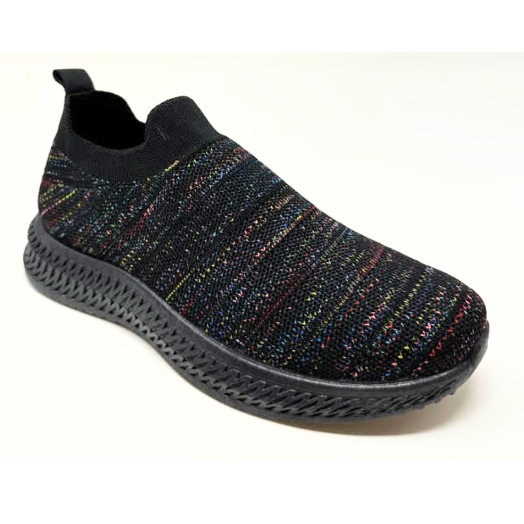 Laura Black Flyknit Slip on Trainer