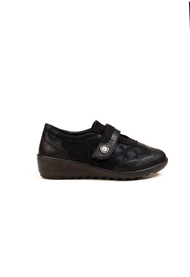 June Dr. Lightfoot Ladies Black Touch Fasten Casuals