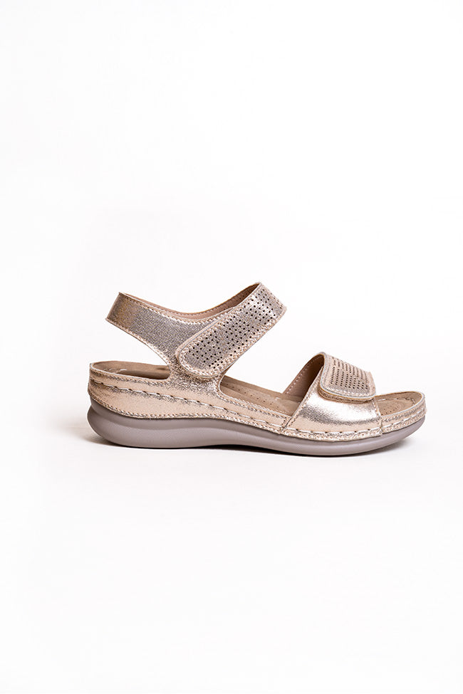 Ruby Adjustable Straps Shimmer Gold Ladies Sandals Wholesale