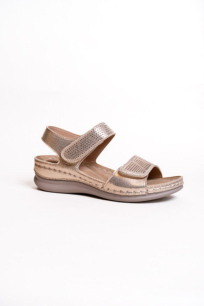 Ruby Adjustable Straps Shimmer Gold Ladies Sandals Wholesale