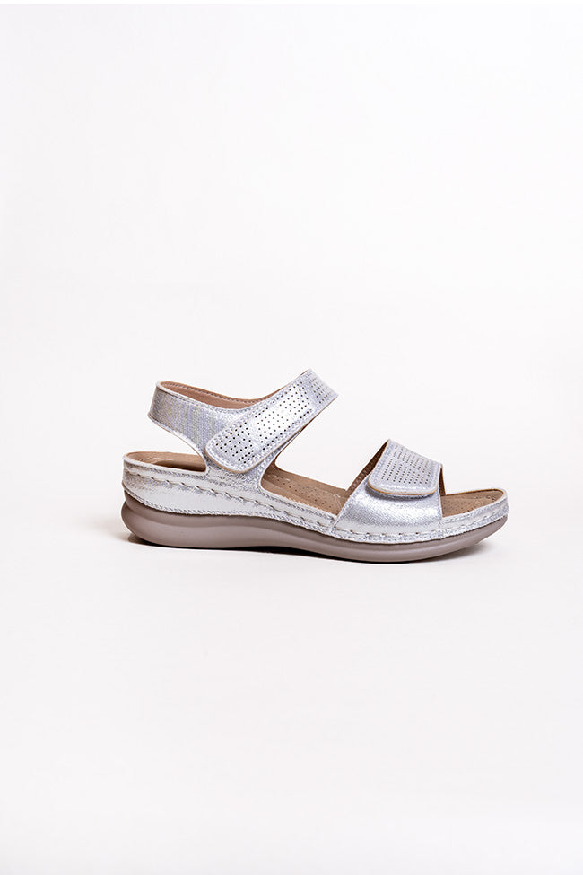 Ruby Adjustable Straps Shimmer Silver Ladies Sandals Wholesale