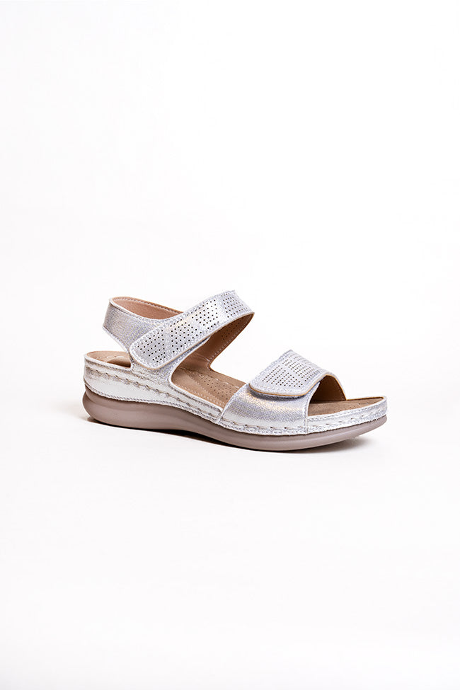 Ruby Adjustable Straps Shimmer Silver Ladies Sandals Wholesale