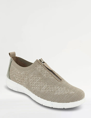 NEW Adriana Ladies Khaki Zip Trainers