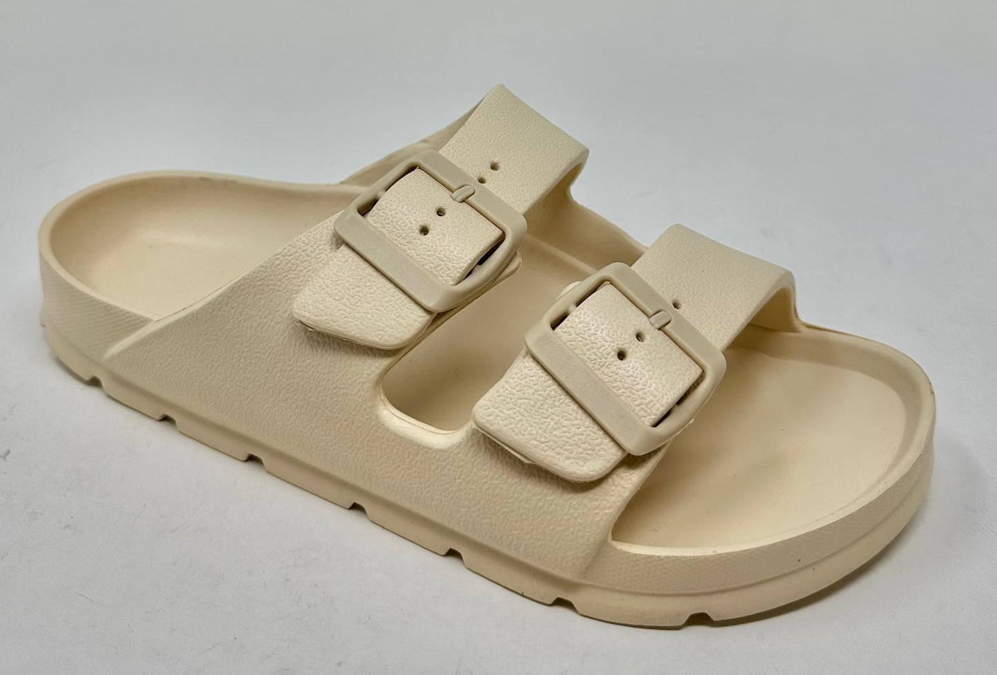 Layla Ladies Adjustable Twin Buckle Stone Sandal