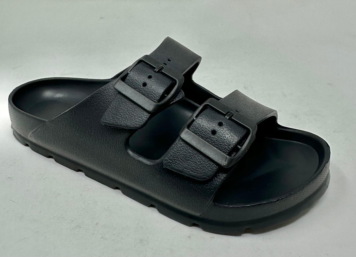 Layla Ladies Adjustable Twin Buckle Black Sandal