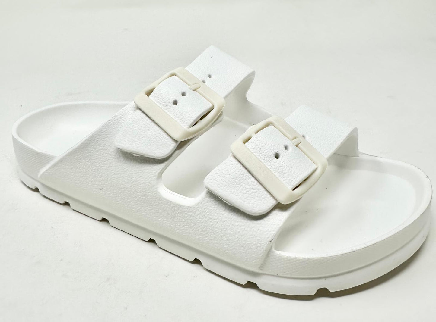 Layla Ladies Adjustable Twin Buckle White Sandal