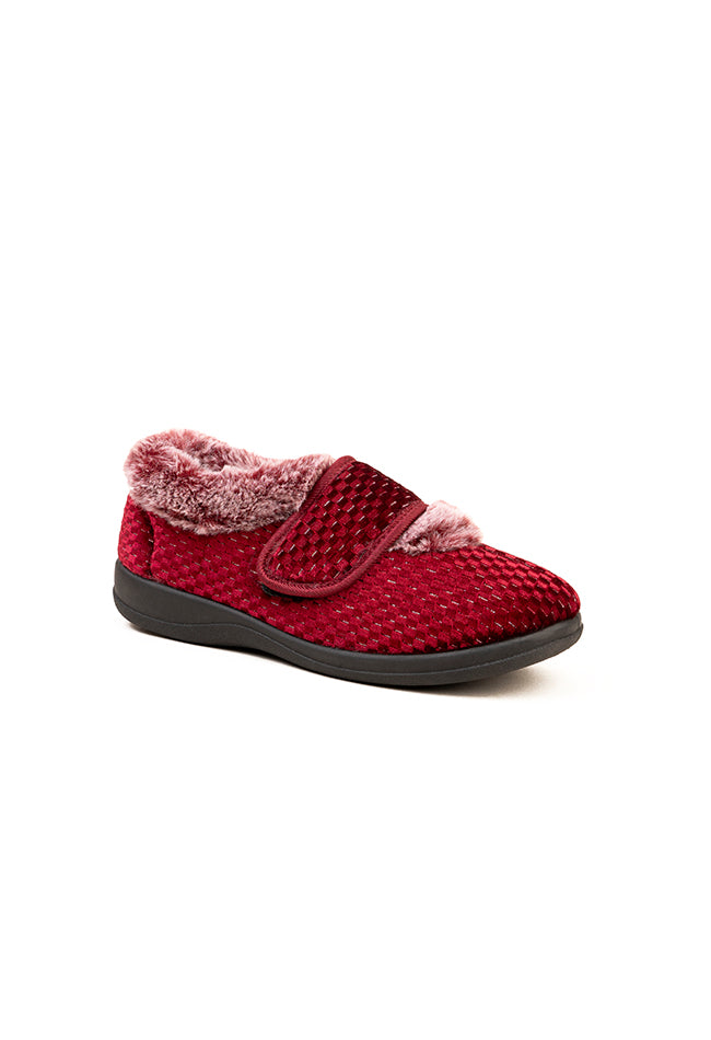 Maisie Dr Lightfoot Touch Fasten Burgundy(Plum) Full Slipper