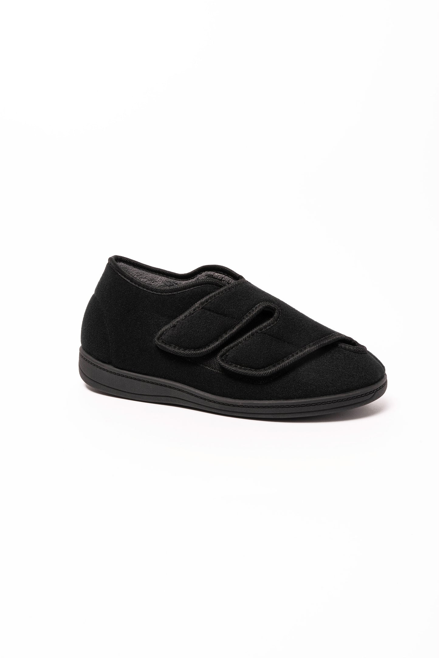 Morgan Black Velour Double Fasten Slipper