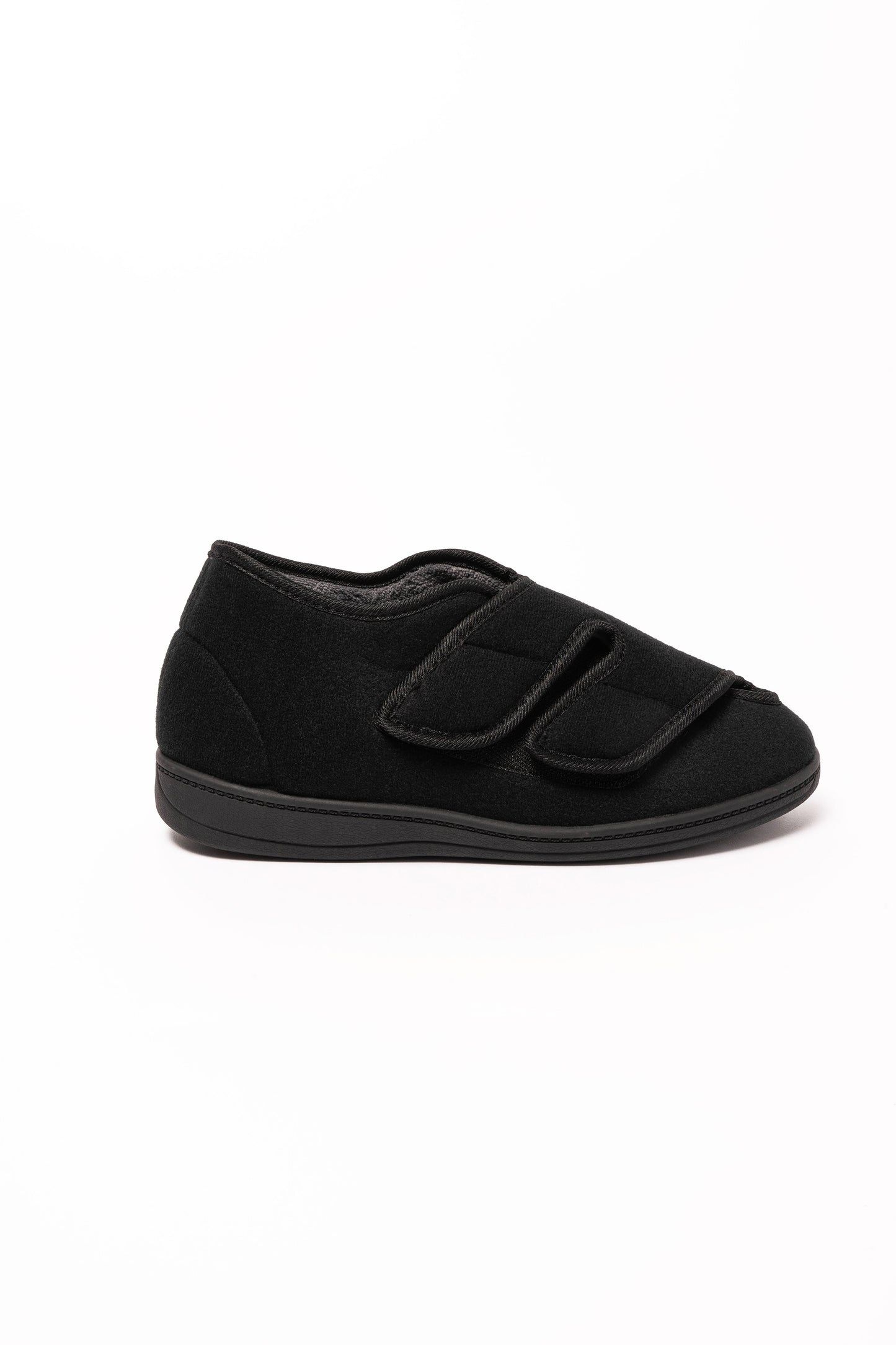 Morgan Black Velour Double Fasten Slipper