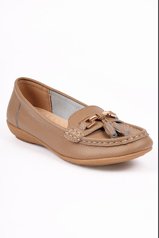 Leather Margaret Loafers Taupe