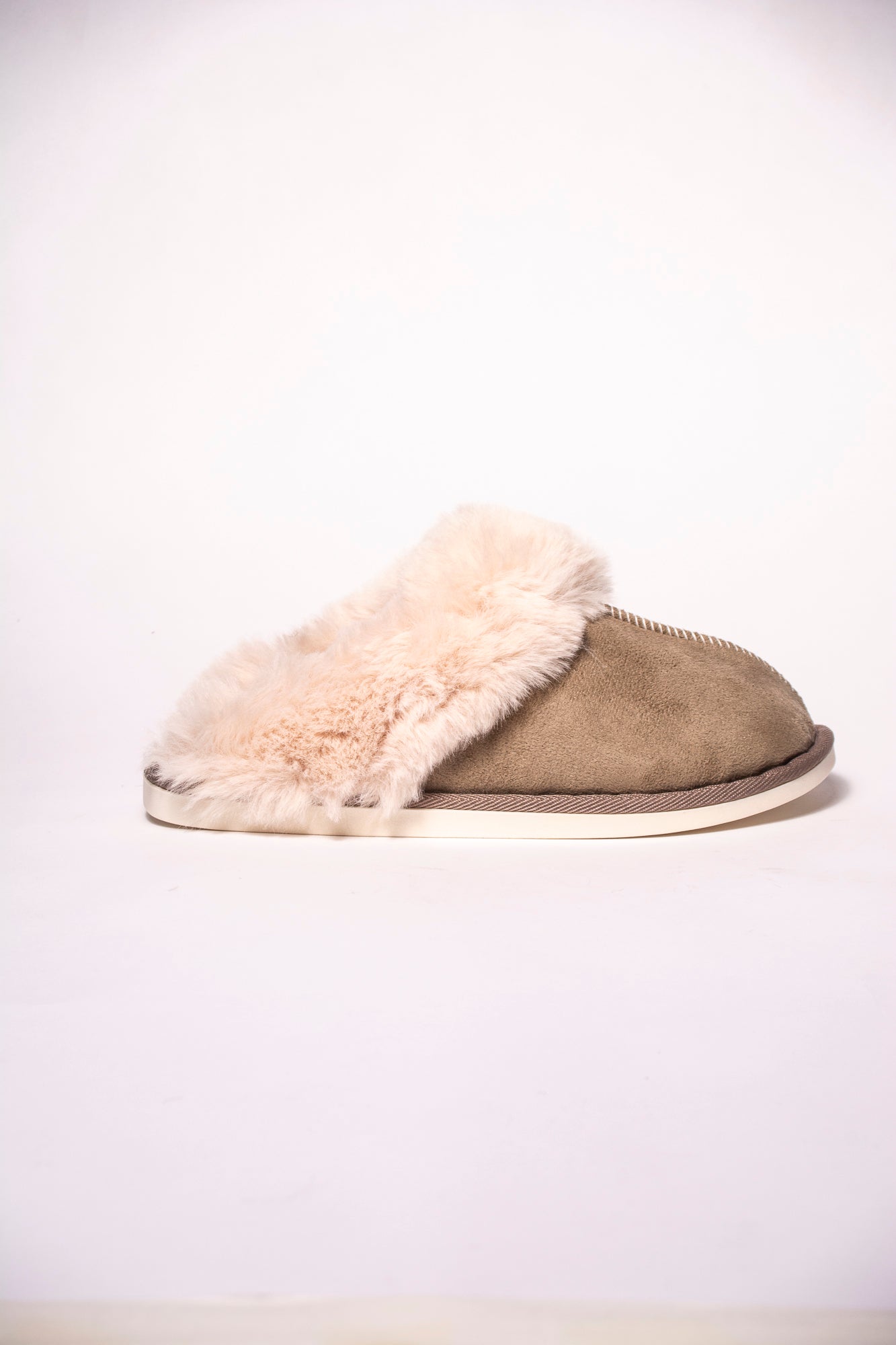 Lizzie Faux Fur Suede Slippers - Navy