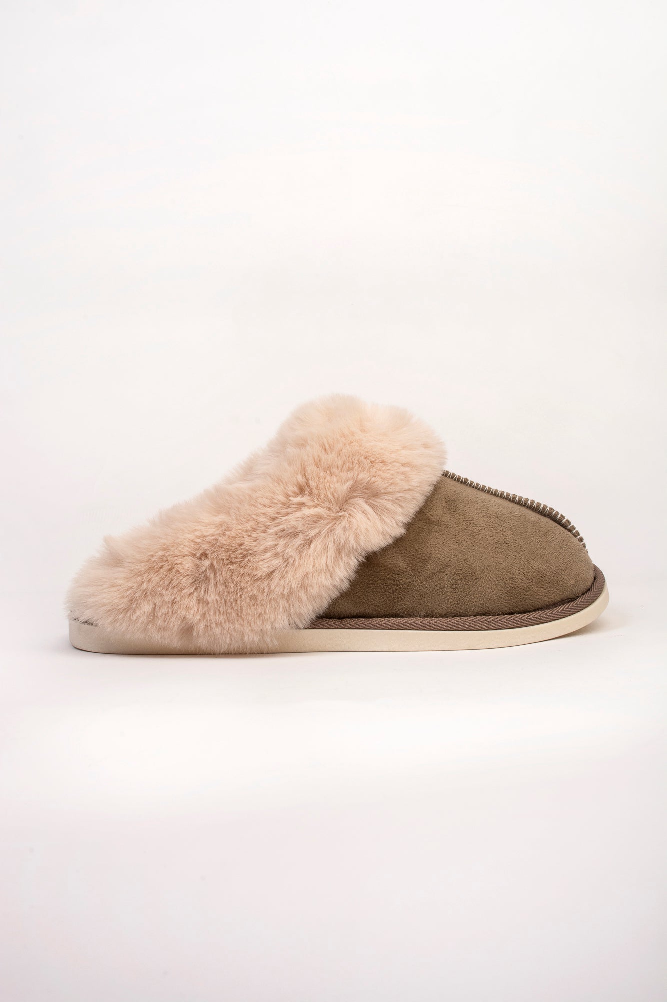 Lizzie Faux Fur Suede Slippers - Mink