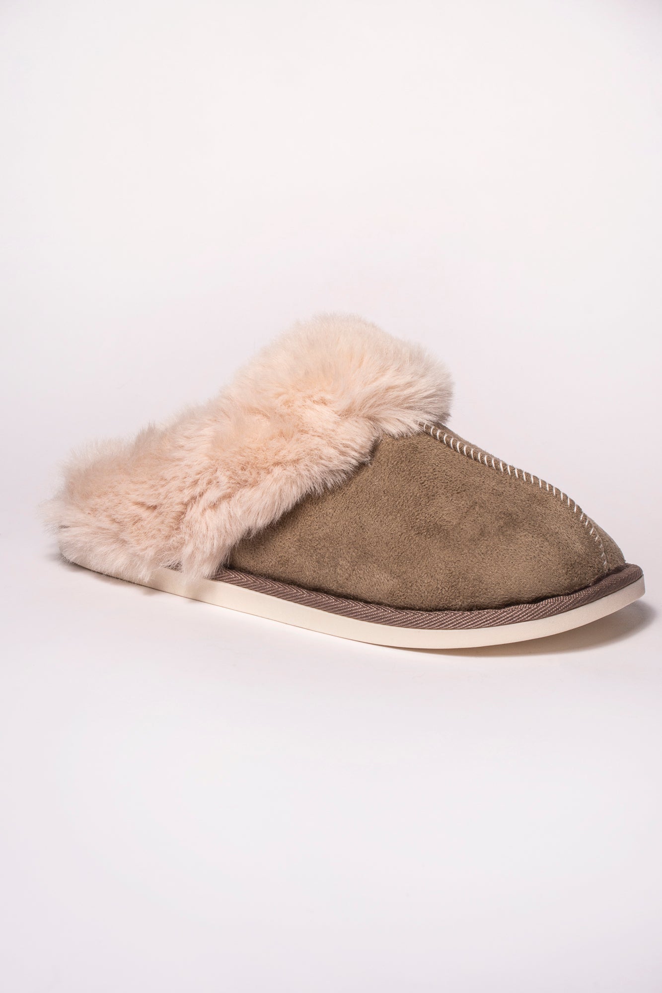 Lizzie Faux Fur Suede Slippers - Navy