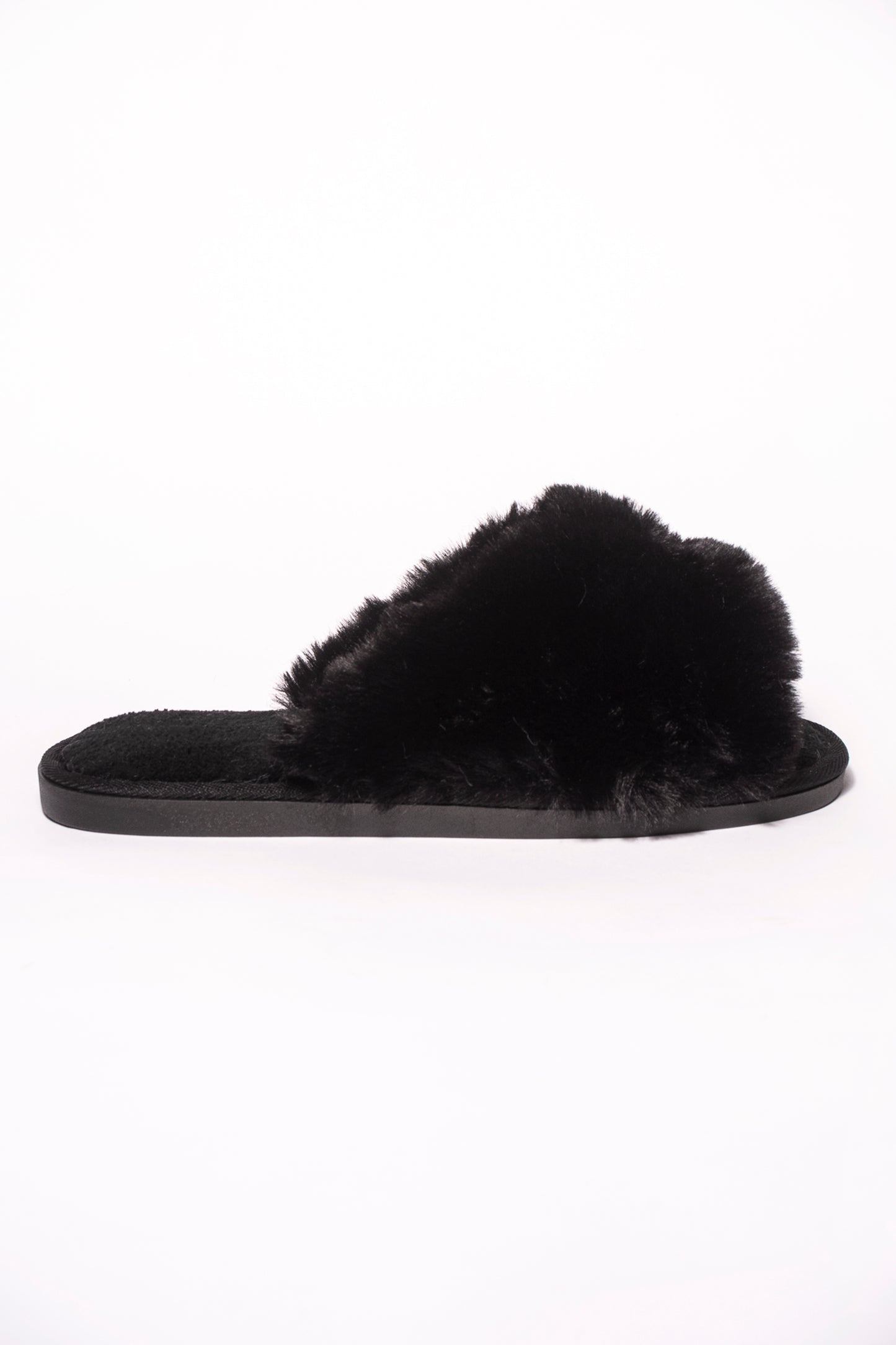 Rosita Black Fur Wide Bando Mule