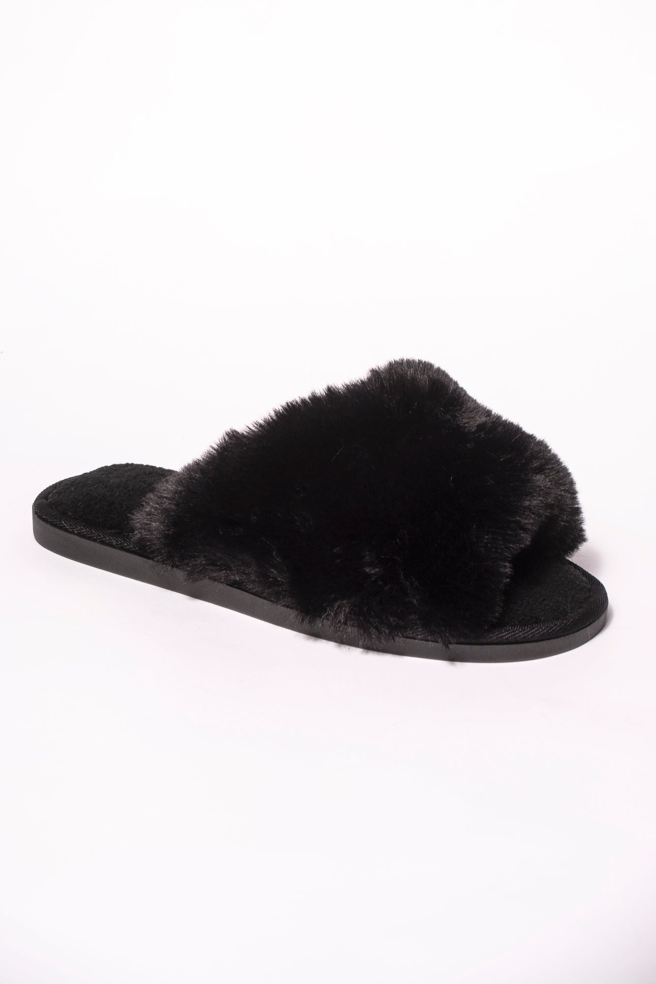 Rosita Black Fur Wide Bando Mule