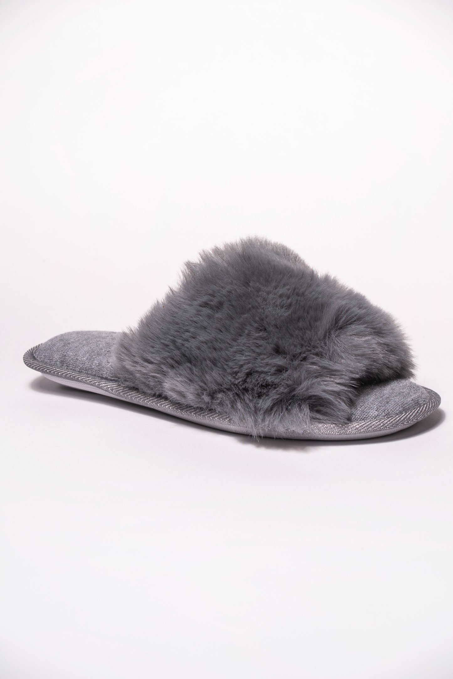 Anna Grey Long Fur Bando Mule