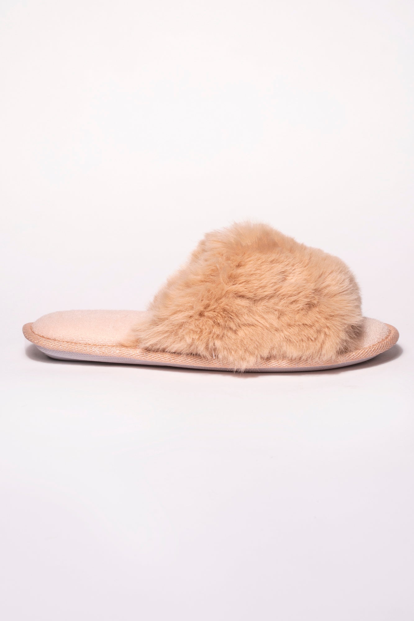 Anna Peach Long Fur Bando Mule