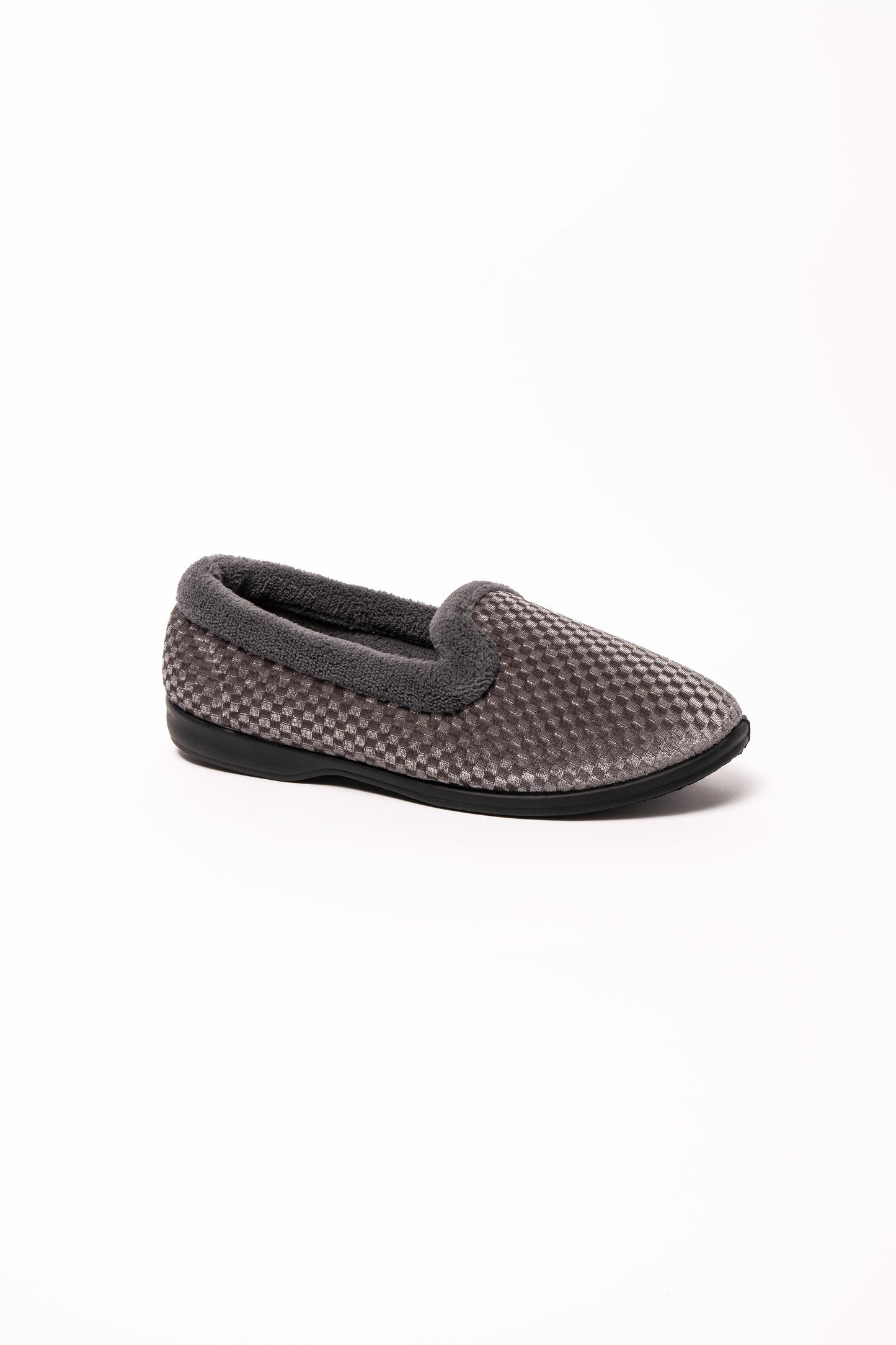 Zoe Grey Shimmer Fur Collar Slipper Dr Lightfoot Memory Foam
