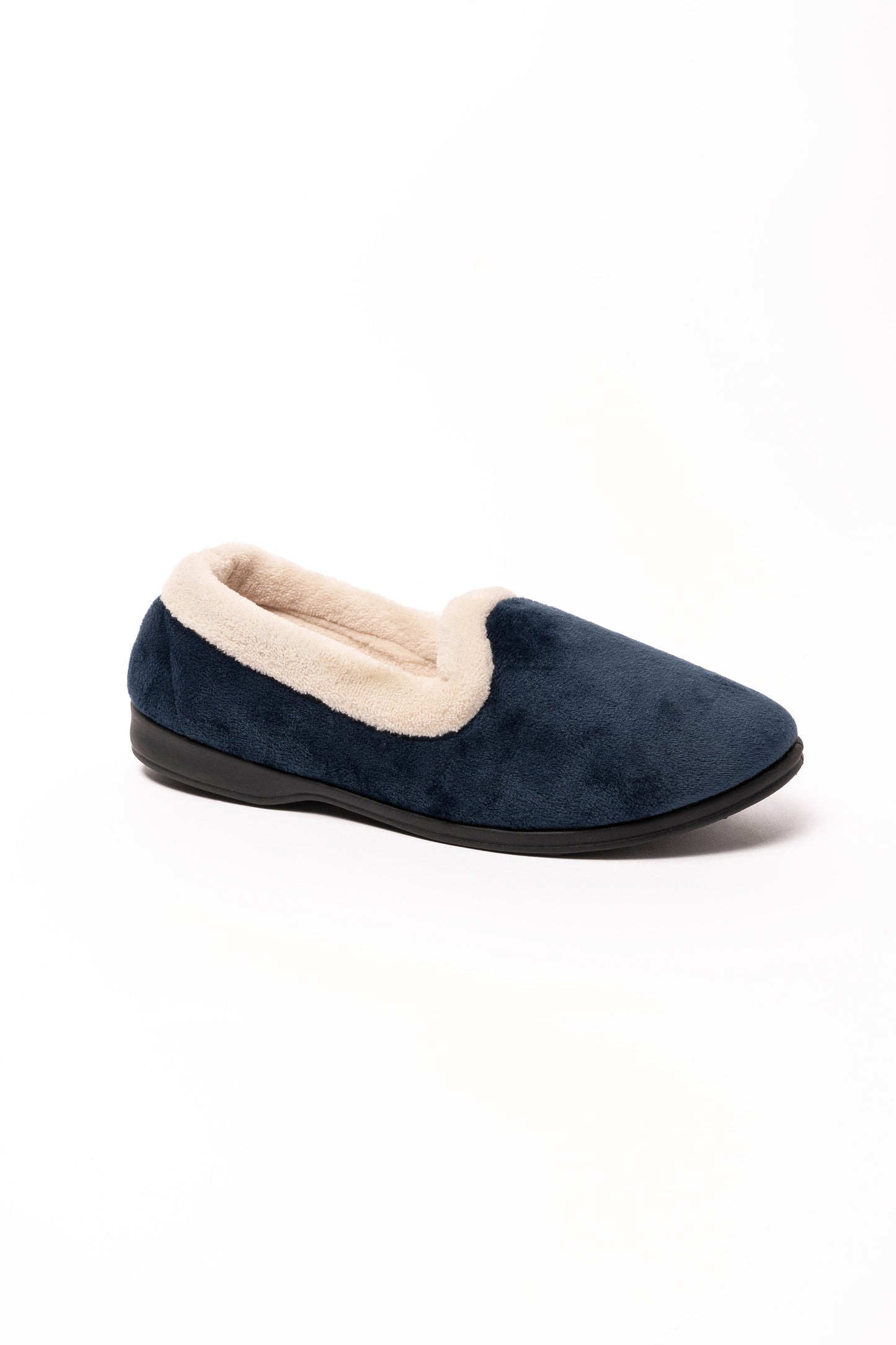 Muriel Cream Fur Collar Velour Slipper