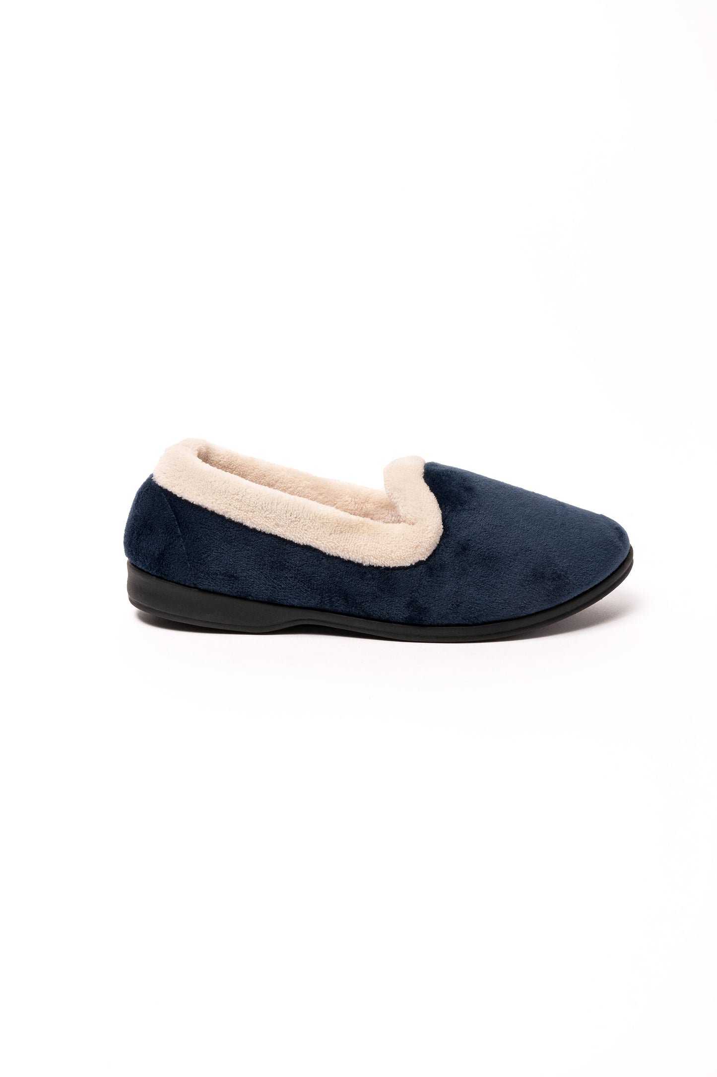 Muriel Cream Fur Collar Velour Slipper