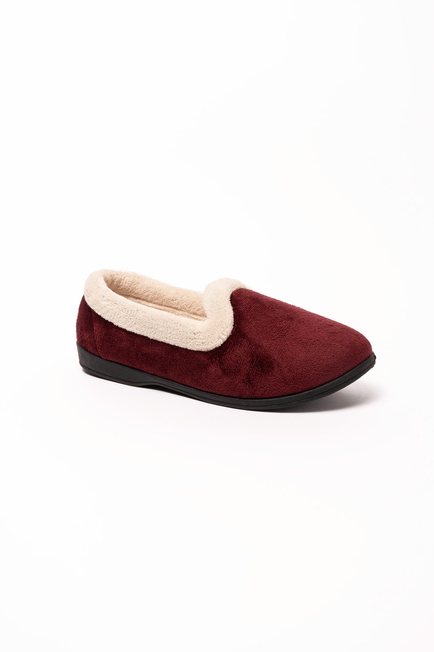 Muriel Cream Fur Collar Velour Slipper