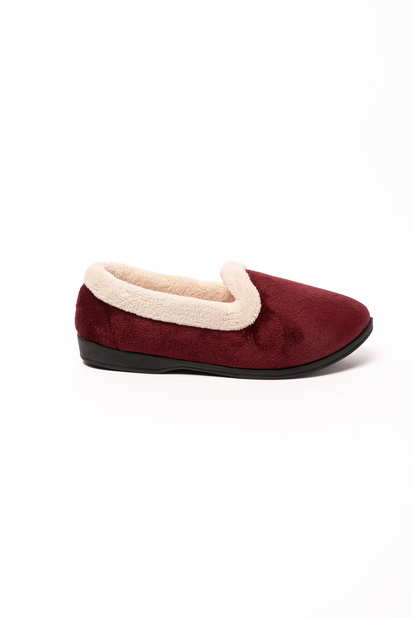 Muriel Cream Fur Collar Velour Slipper
