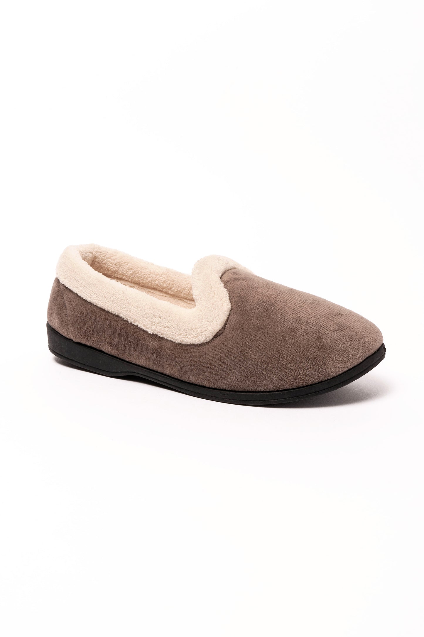 Muriel Cream Fur Collar Velour Mocha Slipper