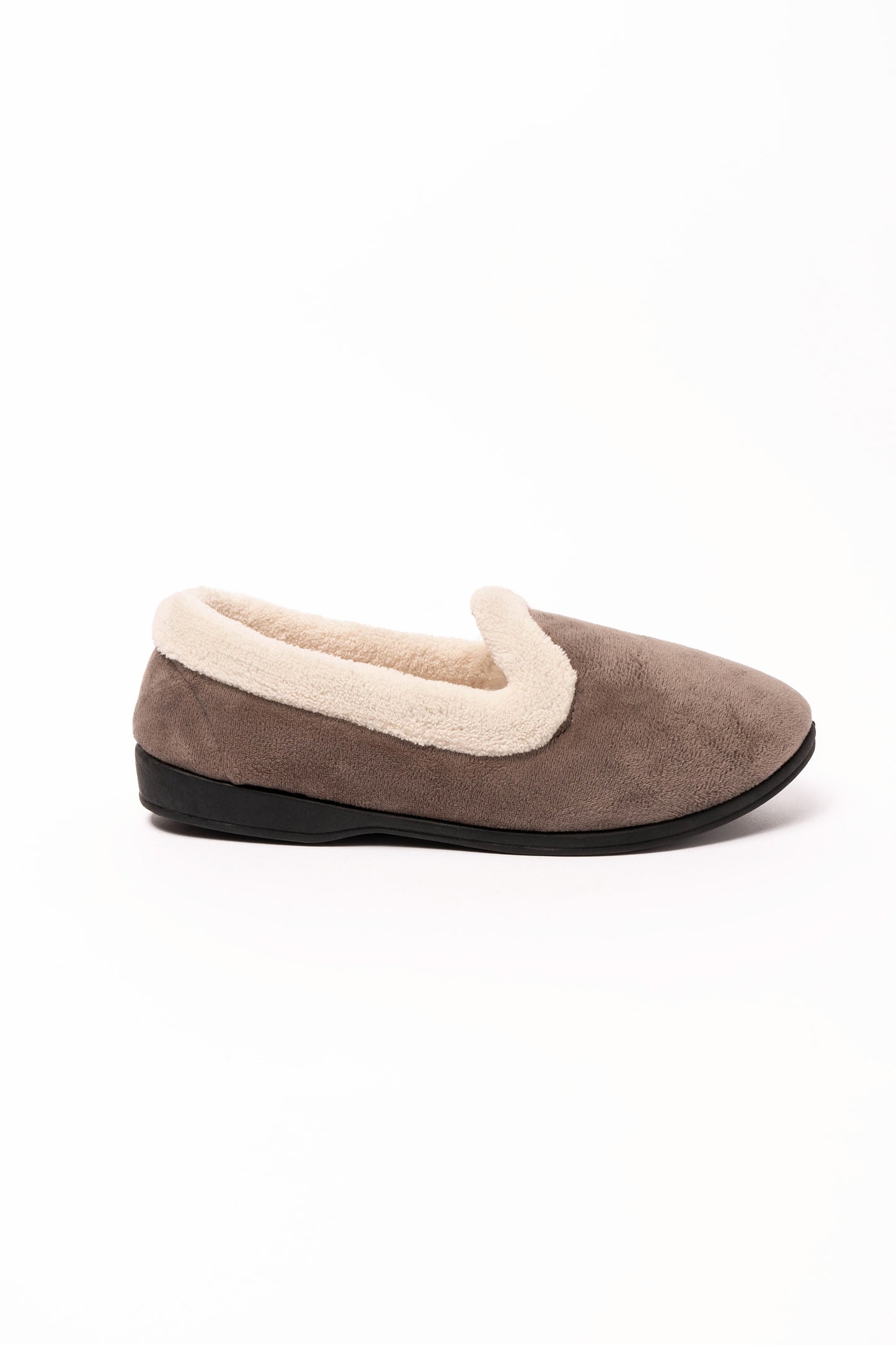 Muriel Cream Fur Collar Velour Mocha Slipper