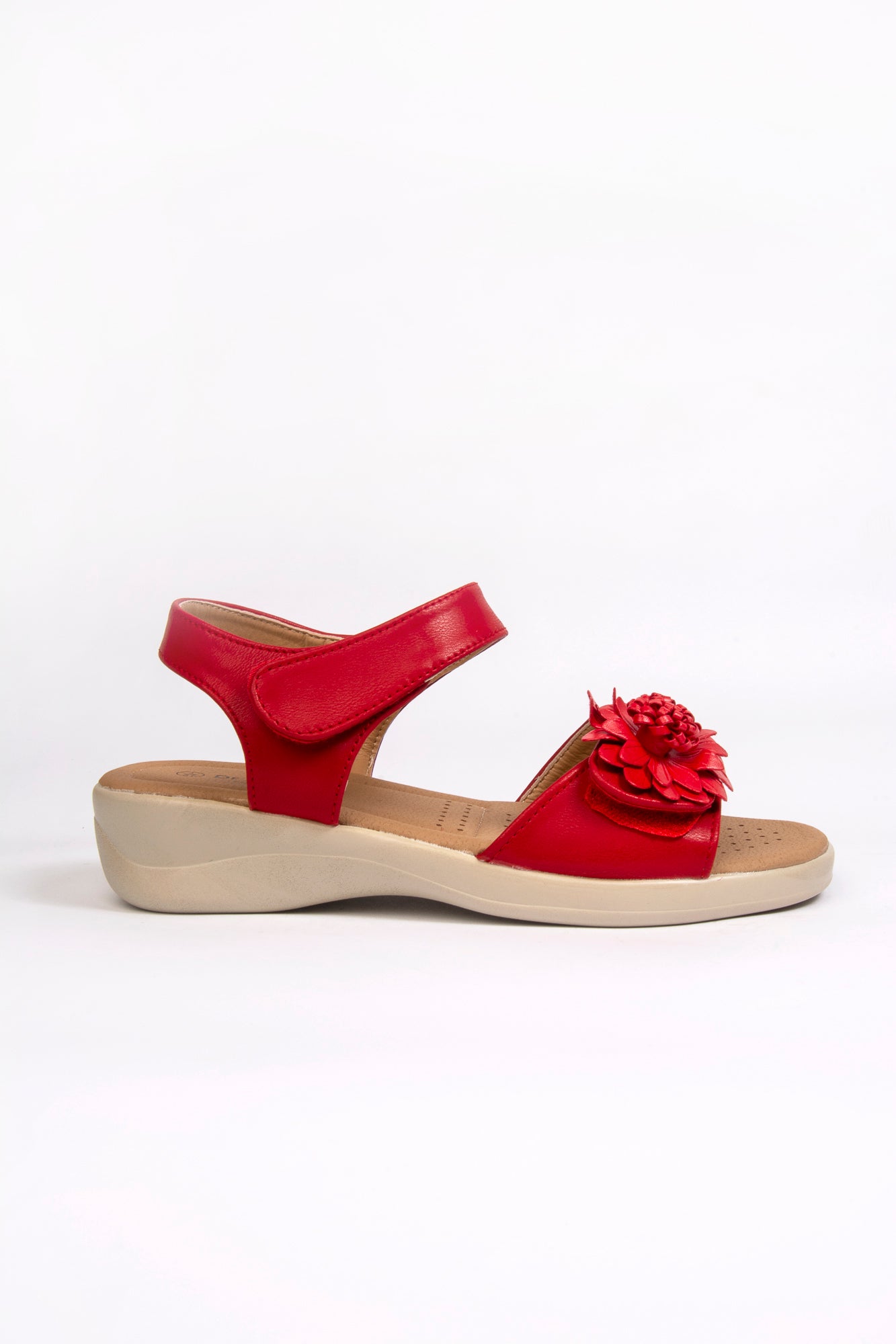Kim Red Flower Touch Fasten Comfort Sandal