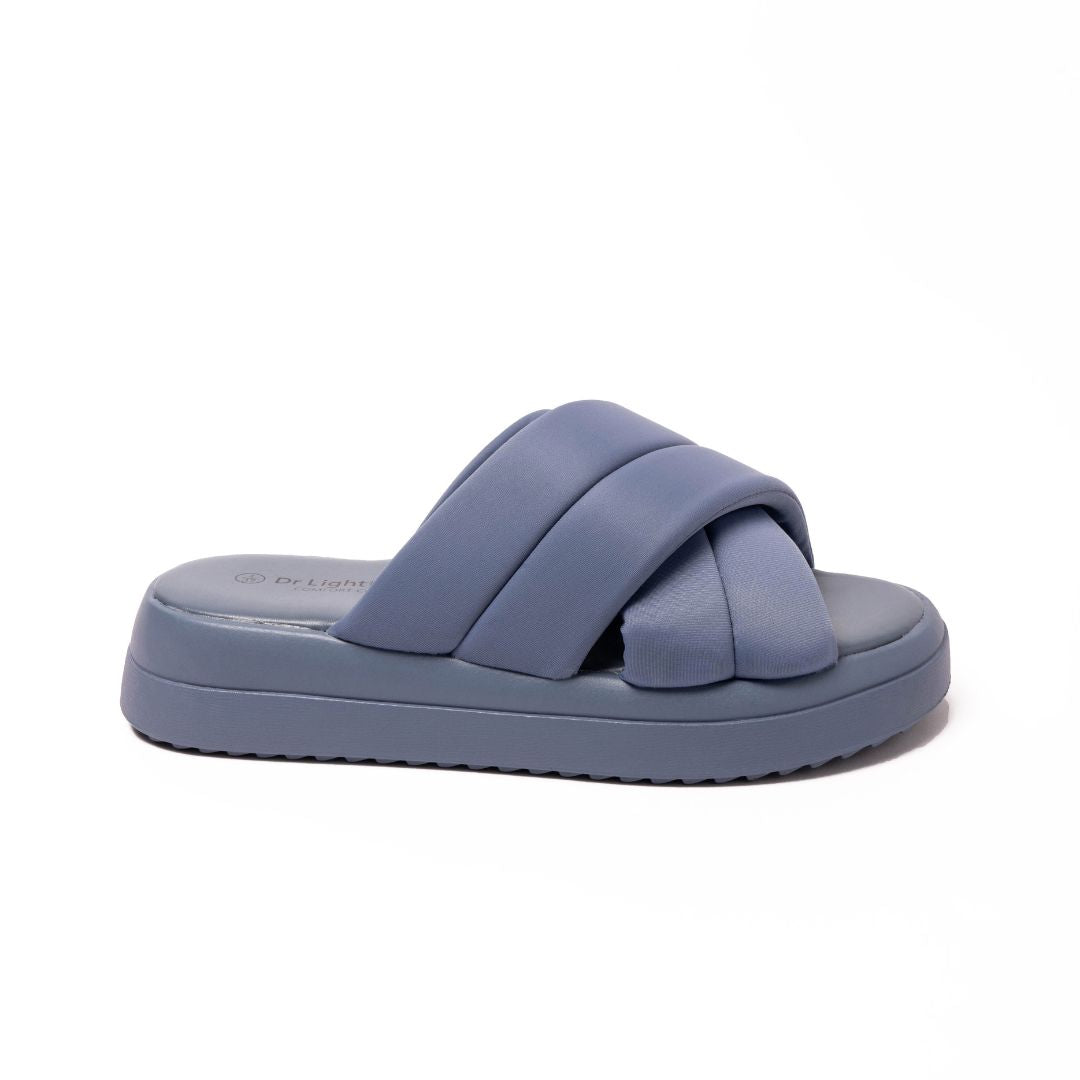 Mia Crossover Wedge Slider Blue