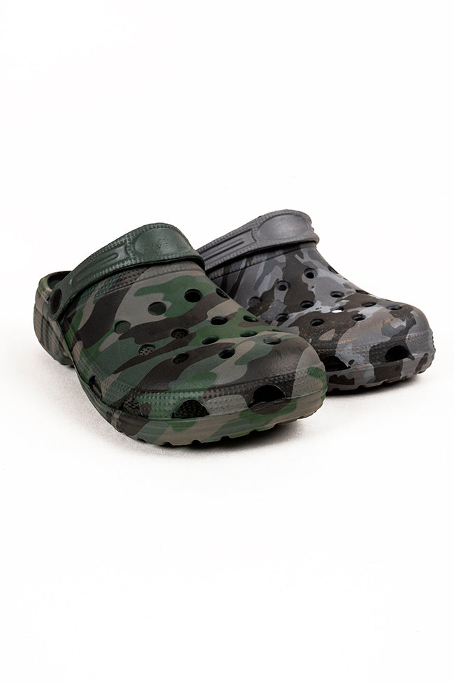 River Youth Green Camouflage Clogs