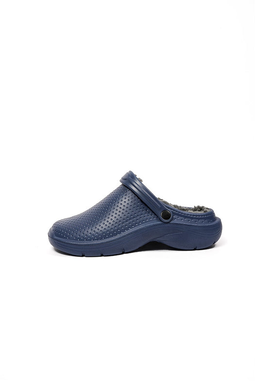 Leo Youth Fur Lined Full Garden Clog Navy