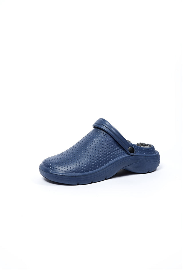 Leo Youth Fur Lined Full Garden Clog Navy