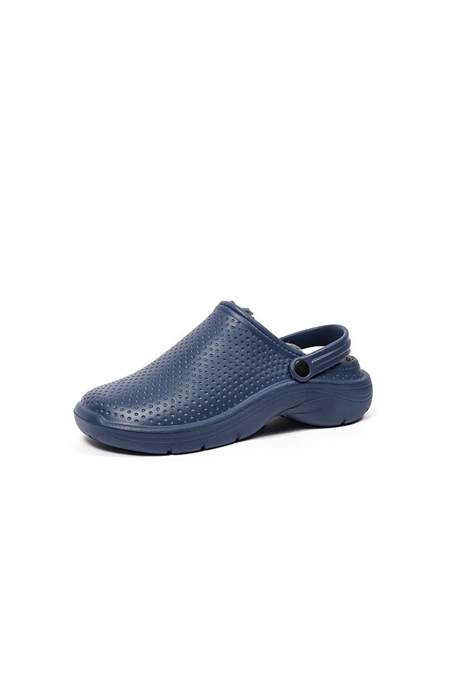 Wyatt Men Fur Lined Full Garden Clog Navy UK7-11