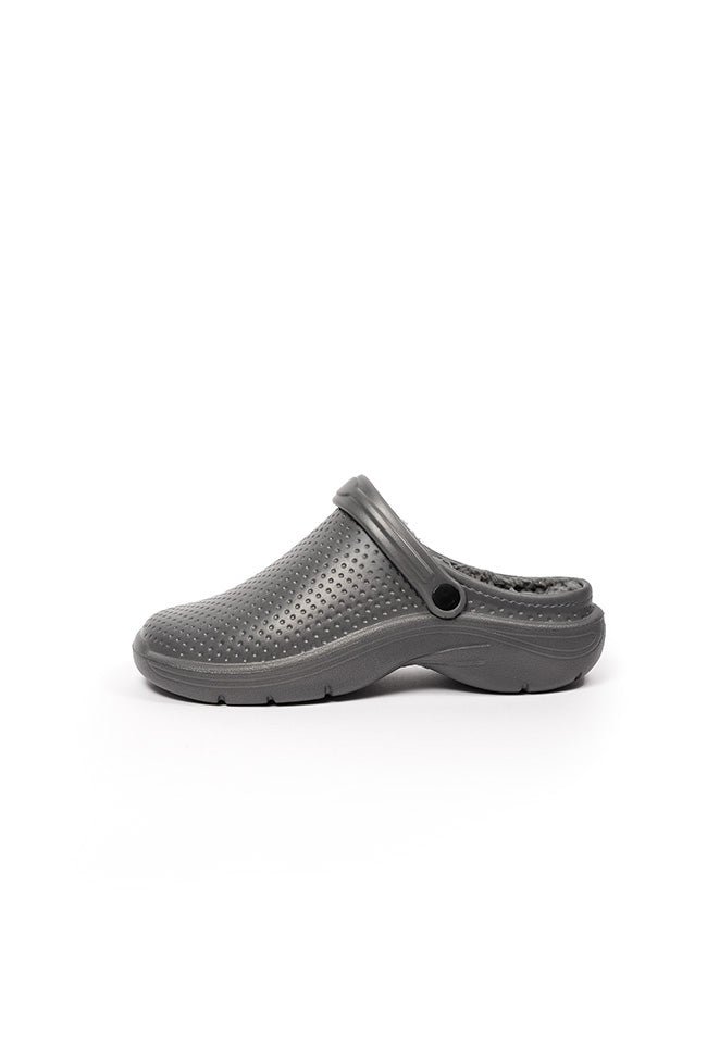 Leo Youth Fur Lined Full Garden Clog Grey