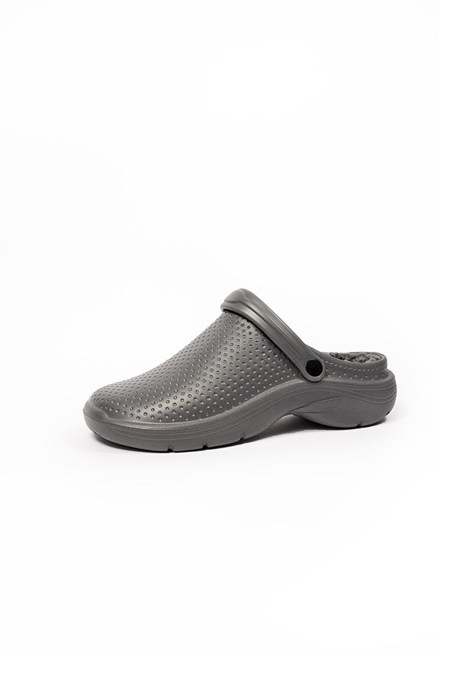 Leo Youth Fur Lined Full Garden Clog Grey