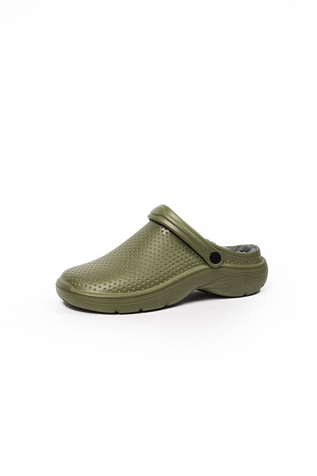 Wyatt Men Fur Lined Full Garden Clog Khaki UK7-11