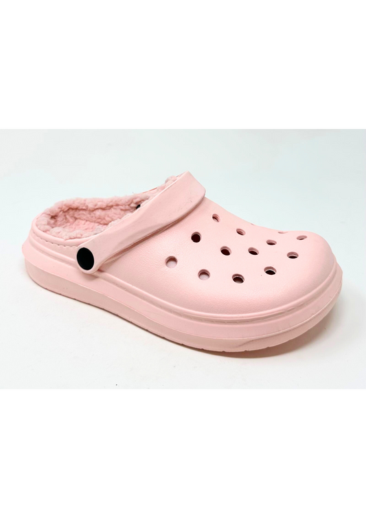 Harriet Ladies Fur Lined Pink Clogs
