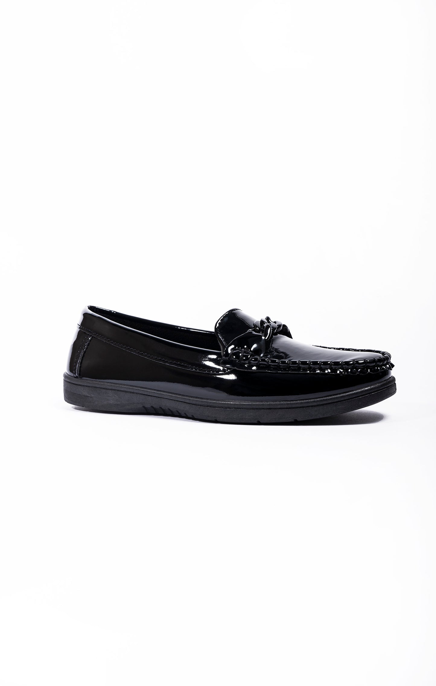 Cirila Ladies Patent Black Slip On Loafers