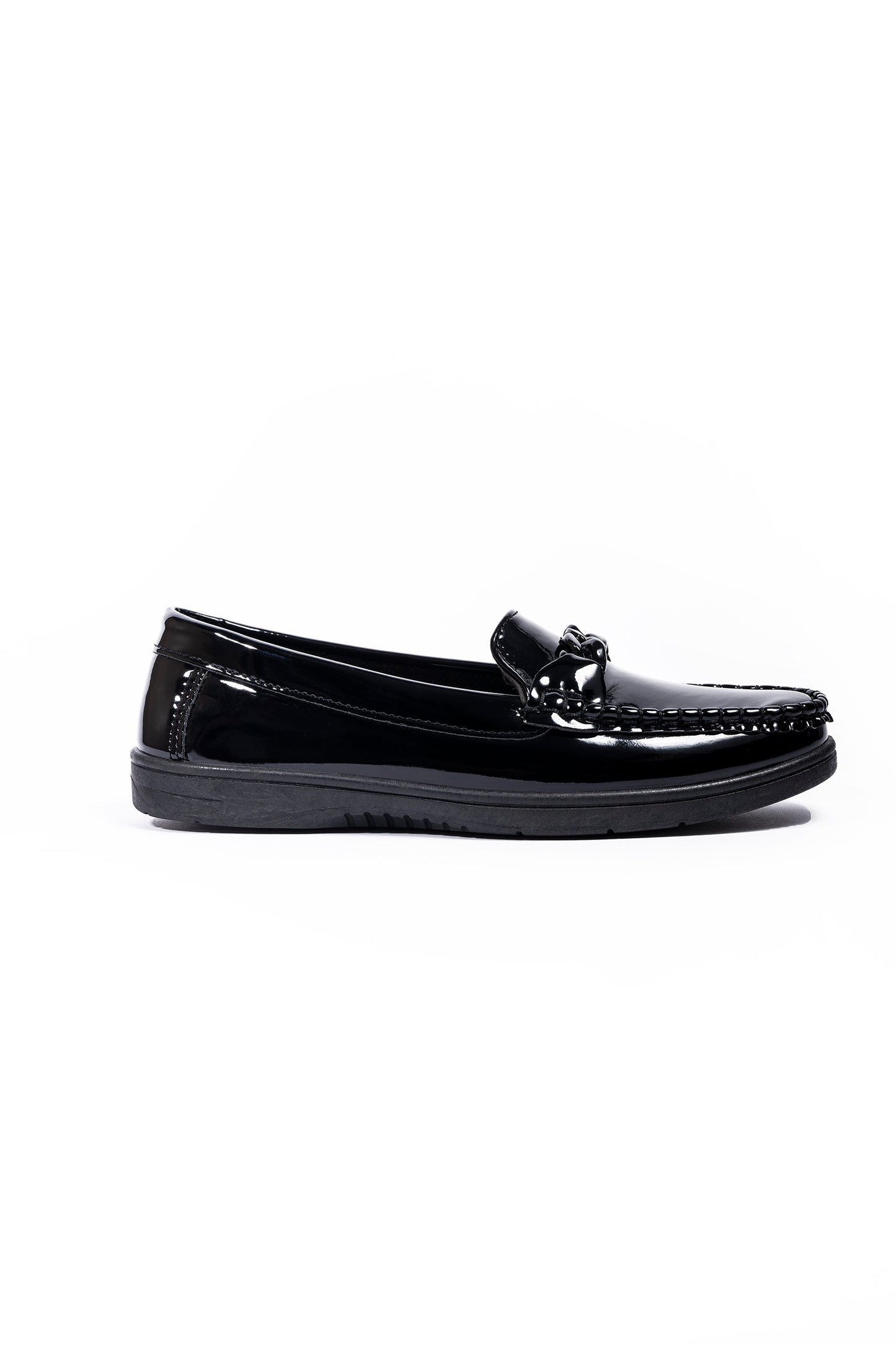 Cirila Ladies Patent Black Slip On Loafers