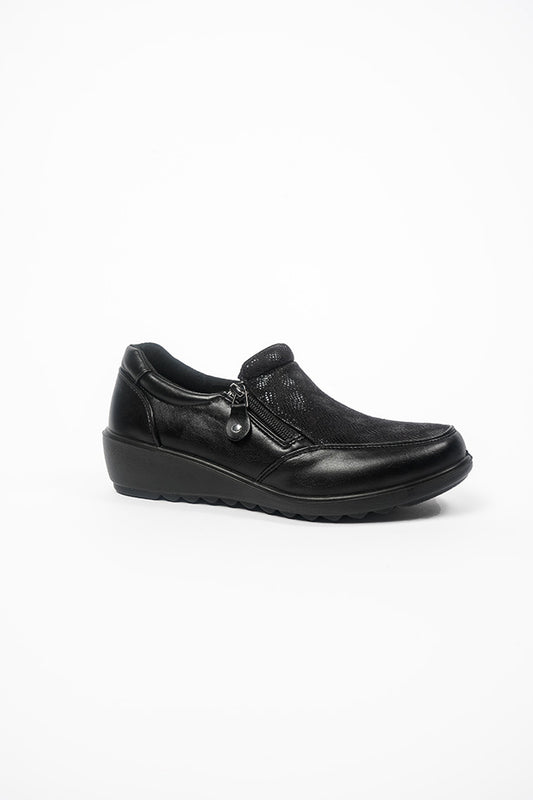 Elissa Dr. Lightfoot Black Ladies Twin Zip Casual Shoe