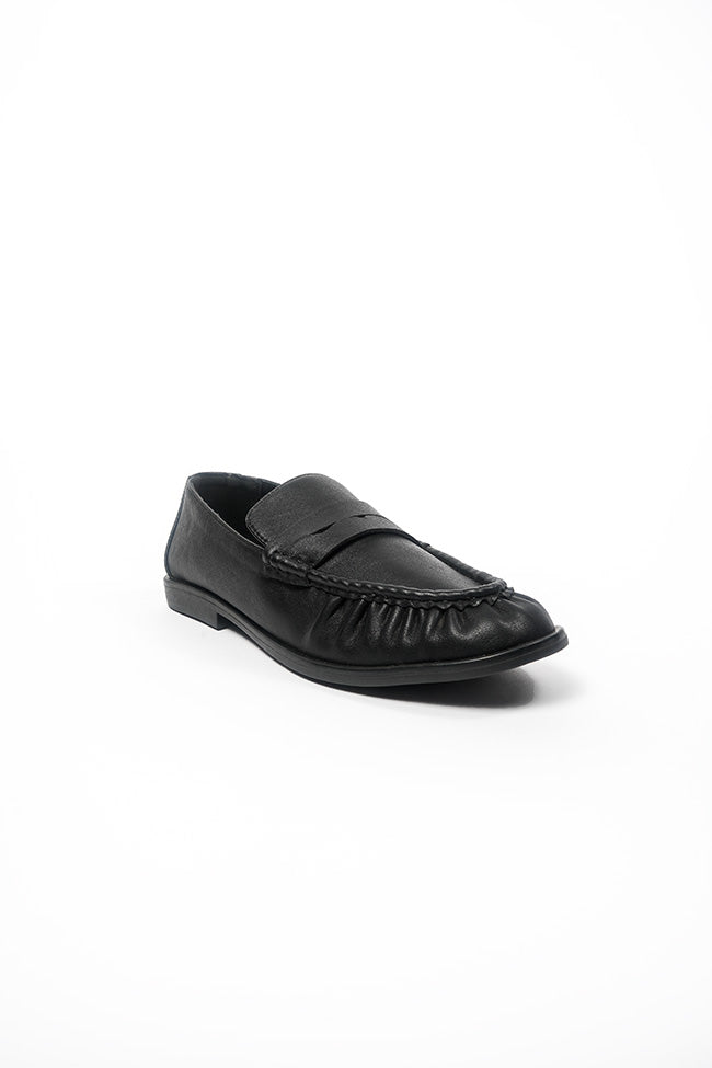 Deborah Ladies Black PU Loafer 4x8