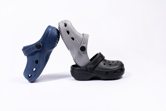 Danny Boys Black, Grey and Cobalt Blue Clogs Sizes 18-23