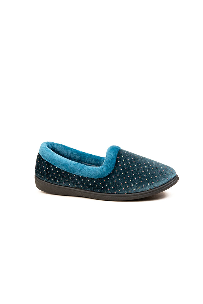 Esme Dr. Lightfoot Ocean Velour Pearl Slipper