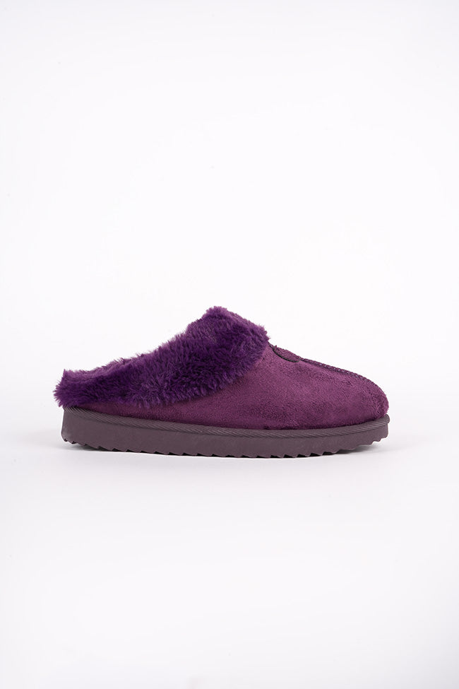 Jane Ladies Fur Lined Purple Mule Slipper