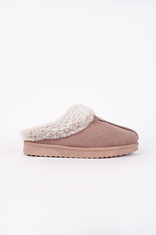 Jane Ladies Fur Lined Mocha Mule Slipper