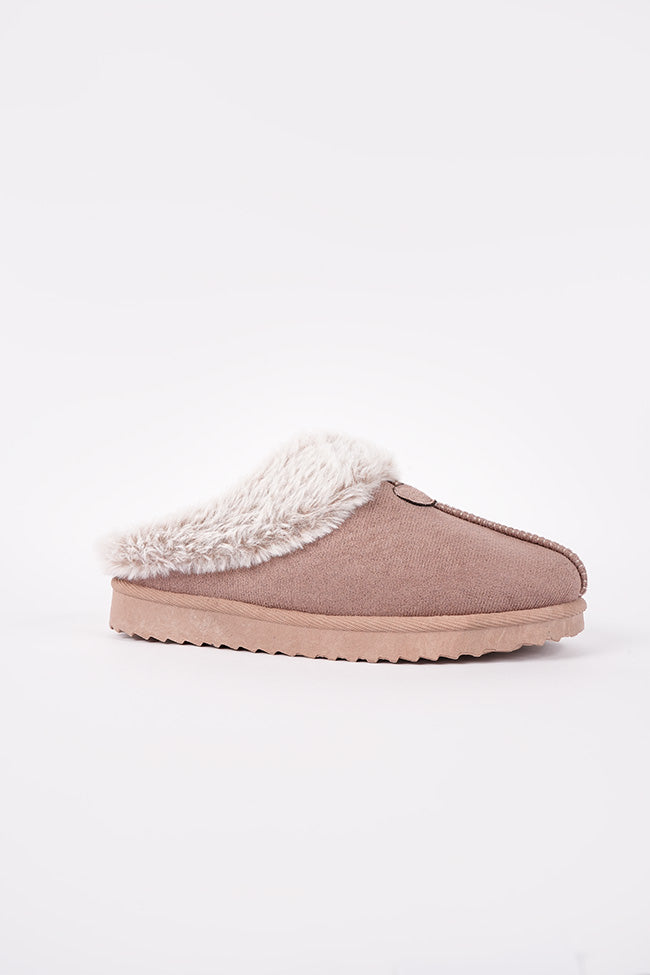 Jane Ladies Fur Lined Mocha Mule Slipper