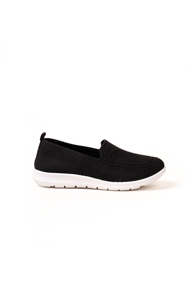 Daphne Slip On Black Canvas with White Sole