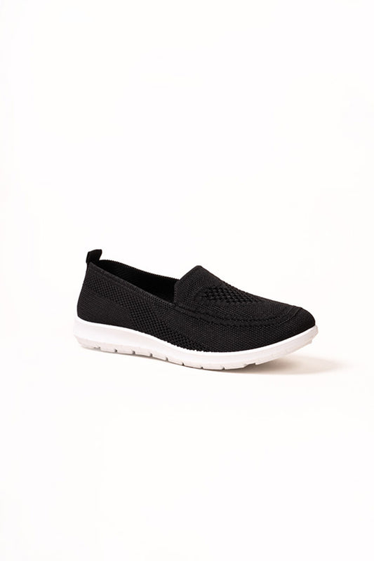 Daphne Slip On Black Canvas with White Sole